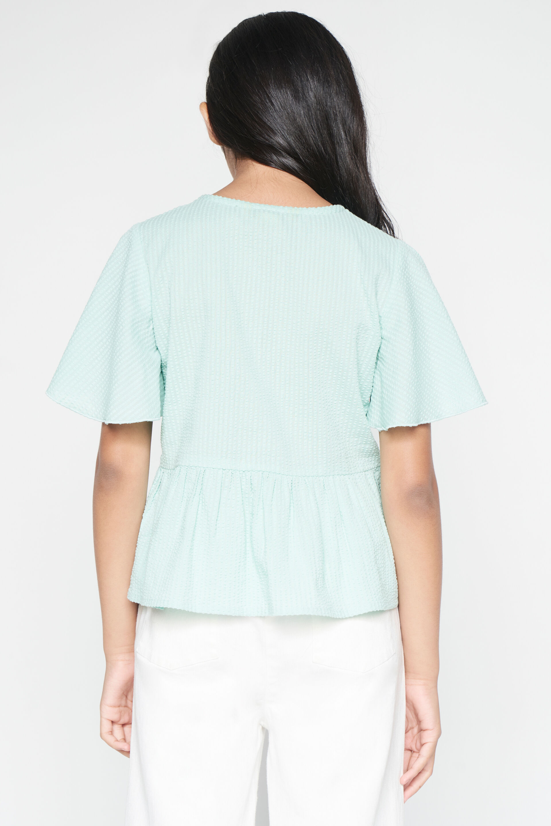 Aqua Peplum Top, Aqua, image 4